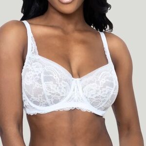 32DD Skarlett Blue Lace Minx Underwire Bra - Sky Blue/ White NWT shallow cup